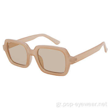 Retro 90s Nude Rectangle Sunglasses Γυναίκες Trendy Chunky